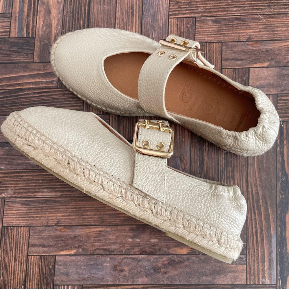 Elegant Cream Espadrilles with Gold Buckle